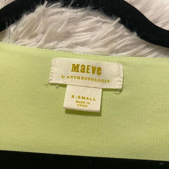 Anthropologie Maeve Puff Sleeve Blouse in Neon Green XS - Picture 6 of 7